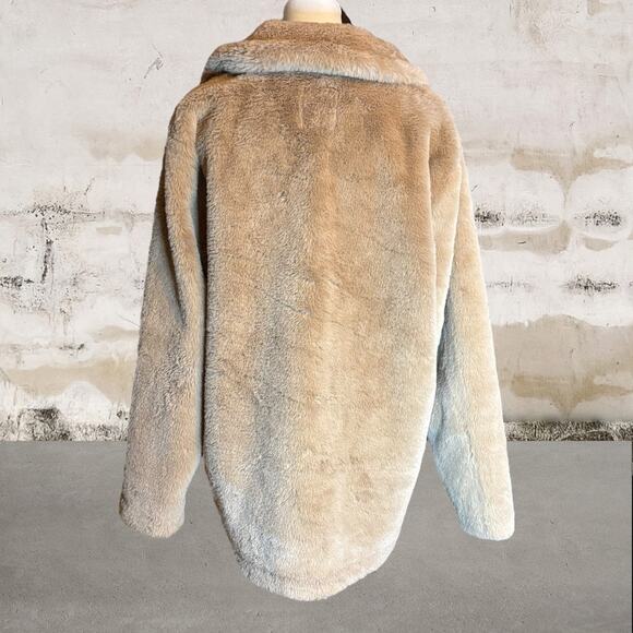 Abercrombie & Fitch NWOT Half-Zip Faux Fur Tan Sweatshirt Size XL - Picture 3 of 5